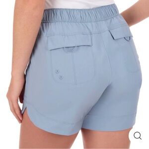 American Outdoorsman Women’s M Curved Hem 5 Mid Rise Shorts Blue Hiking UPF 30